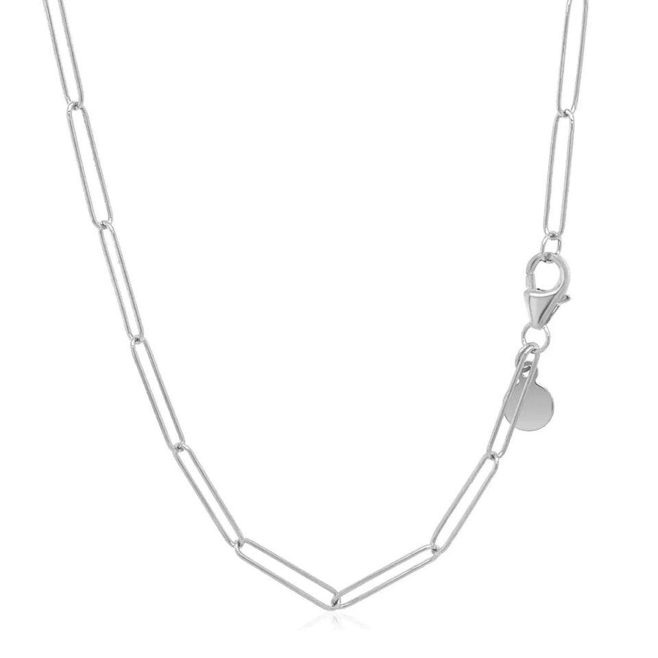Paperclip chain in solid 14K white gold, view 3