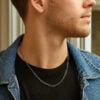 Paperclip chain in solid 14K white gold, view 6