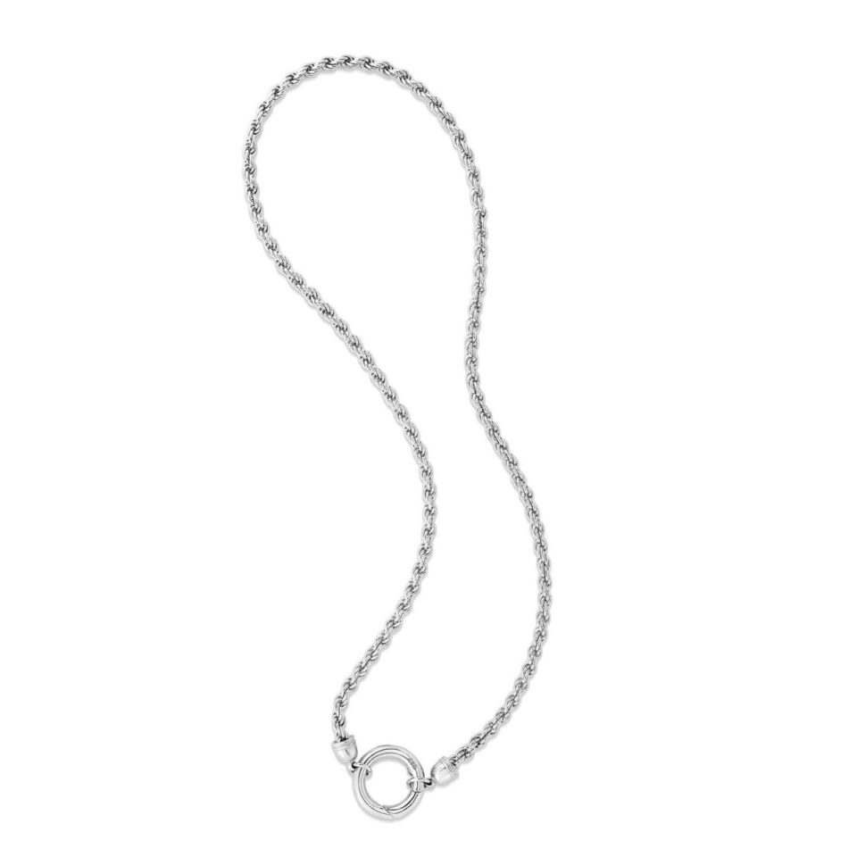 Sterling Silver, Rhodium Plated Rope Necklace