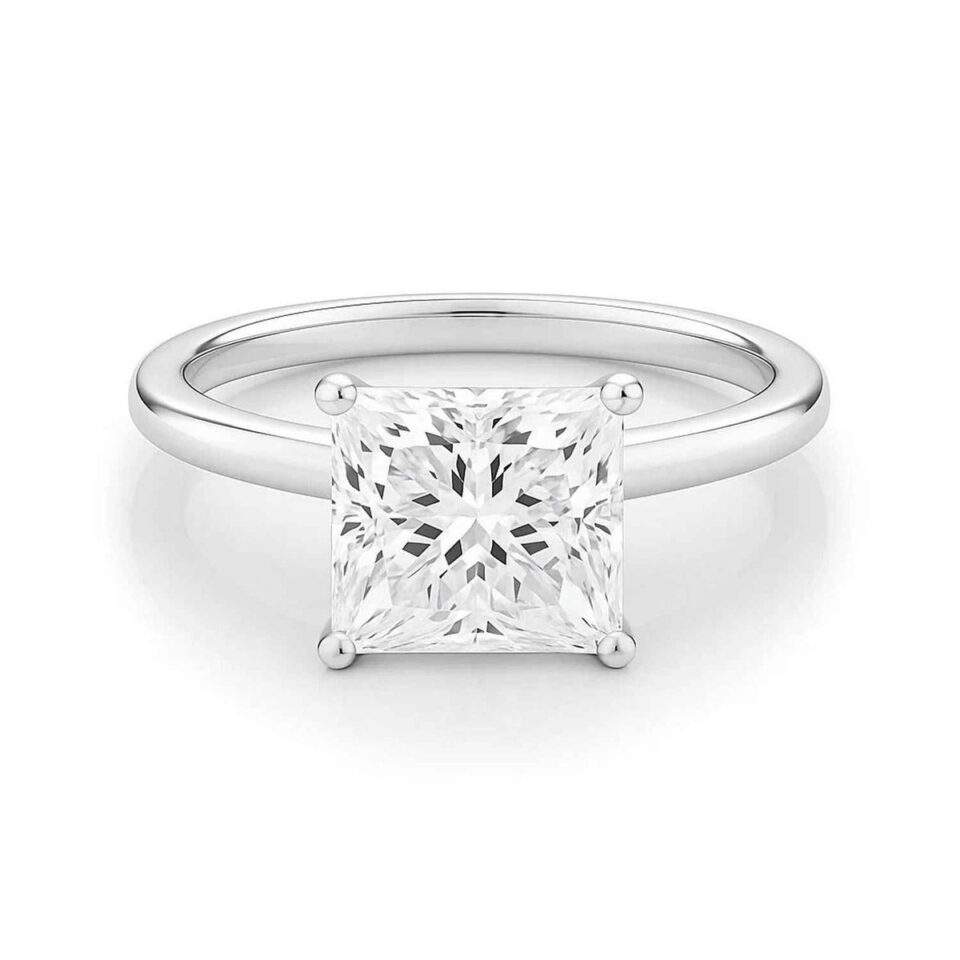 10K White Gold Lab-Grown Diamond Solitaire Princess Ring