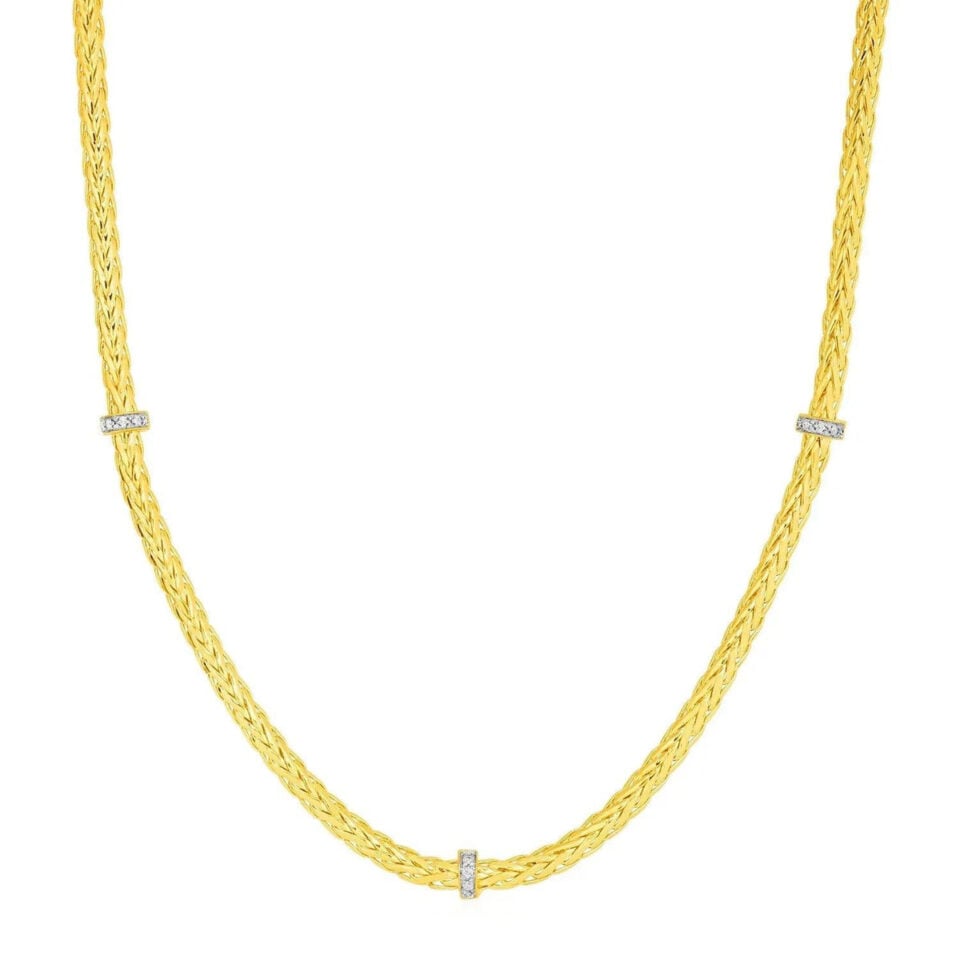14K Yellow Gold Woven Rope Lab-Grown Diamond Necklace