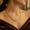 Woven rope lab-grown diamond necklace in solid 14K yellow gold, view 2