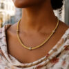 Woven rope lab-grown diamond necklace in solid 14K yellow gold, view 3
