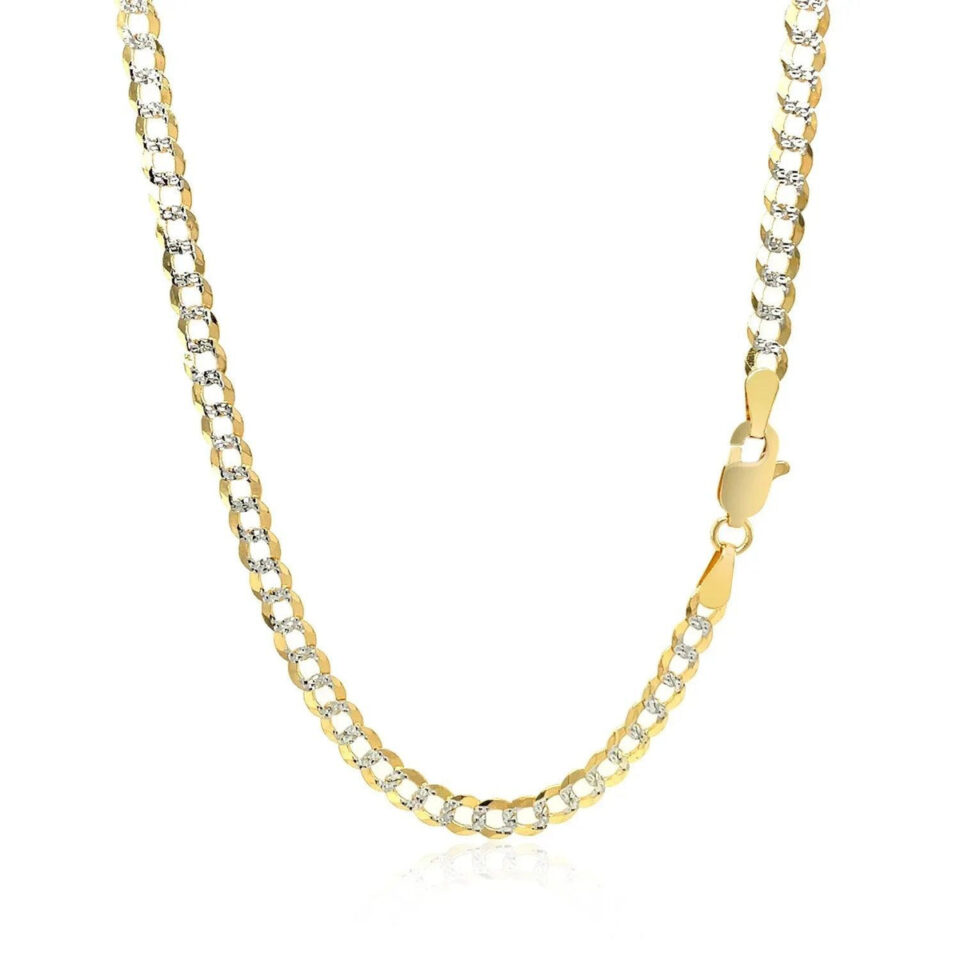 14K Two-Tone Gold Pave Curb Chain 3.60mm