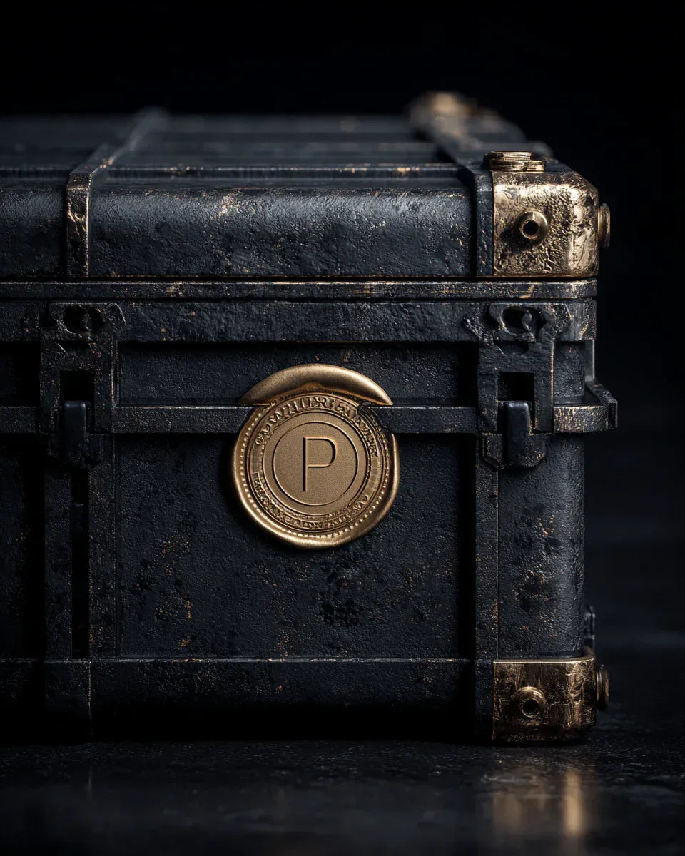 A travel case with a brass lock