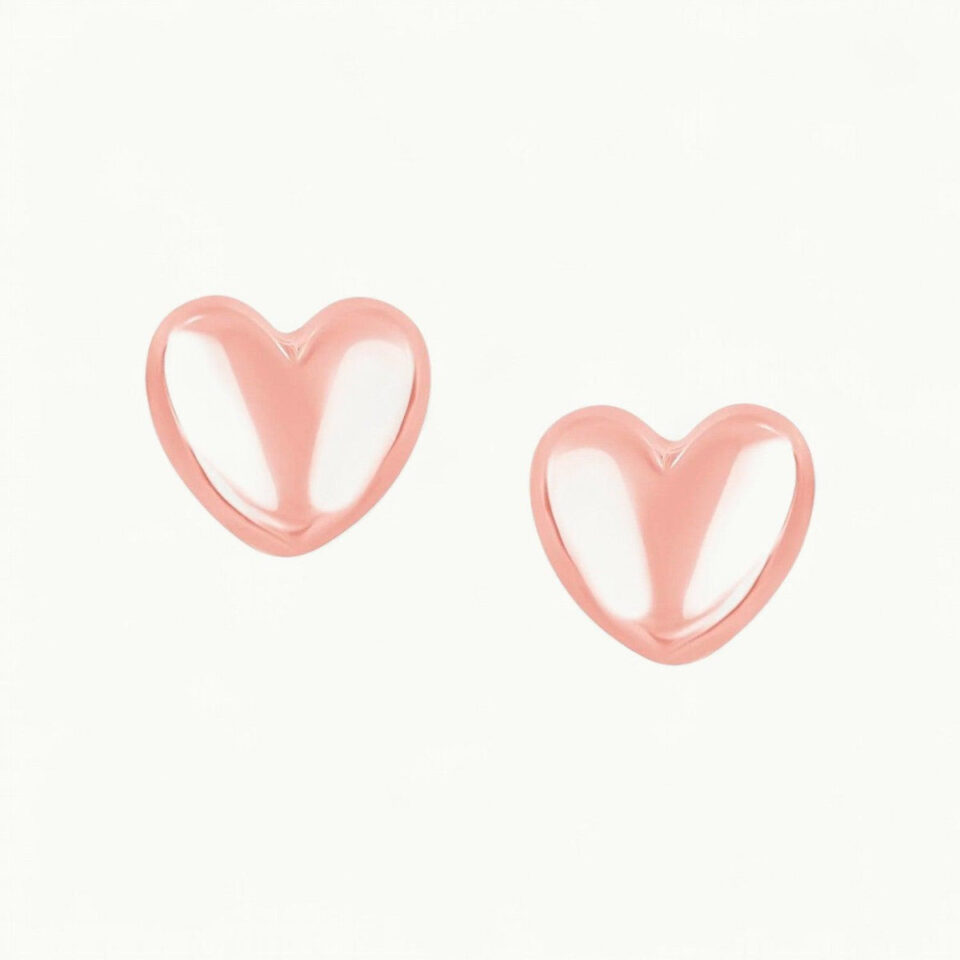 14K Rose Gold Heart Earrings