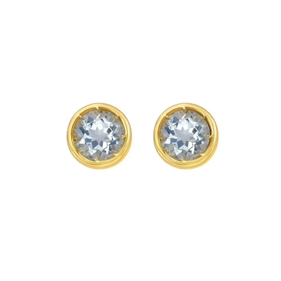 14K Yellow Gold Aquamarine Earrings